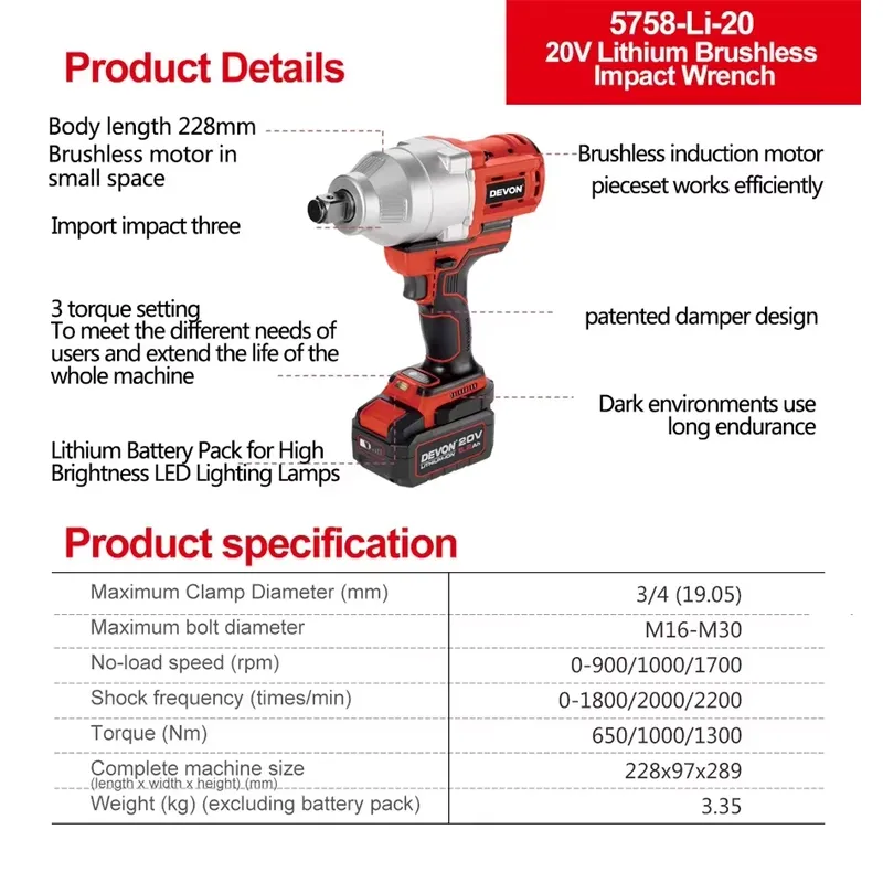 Devon 20V kunci impact torsi b - Torque Wrench ulasan dan harga